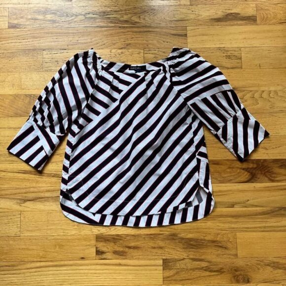 Marc Cain Black and White Striped Blouse - Picture 3 of 6
